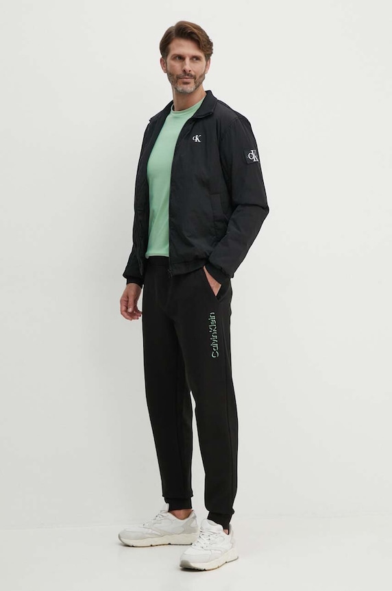 Calvin Klein T-shirt męski bawełniany K10K112724 zielony AW25