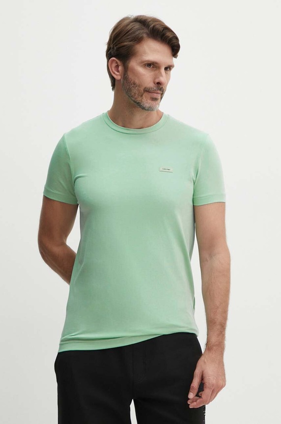 Calvin Klein T-shirt męski bawełniany zielony K10K112724