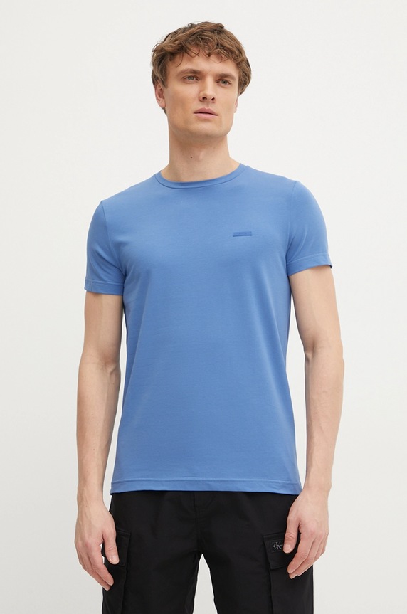 Calvin Klein T-shirt męski bawełniany fioletowy K10K112724
