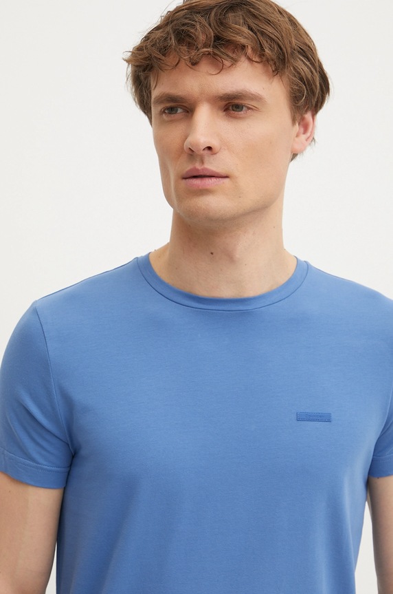 Calvin Klein T-shirt męski bawełniany K10K112724 fioletowy AW25