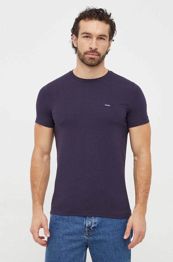 Calvin Klein T-shirt męski bawełniany z elastanem granatowy K10K112724