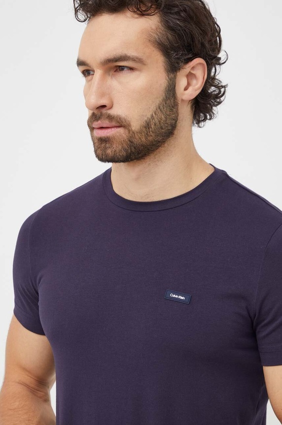 Odzież Calvin Klein T-shirt męski bawełniany K10K112724 granatowy
