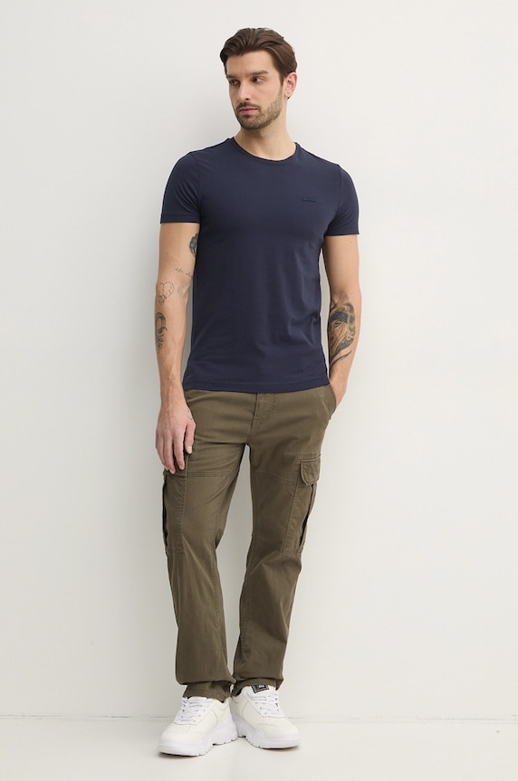 Calvin Klein T-shirt męski bawełniany K10K112724 granatowy AW25