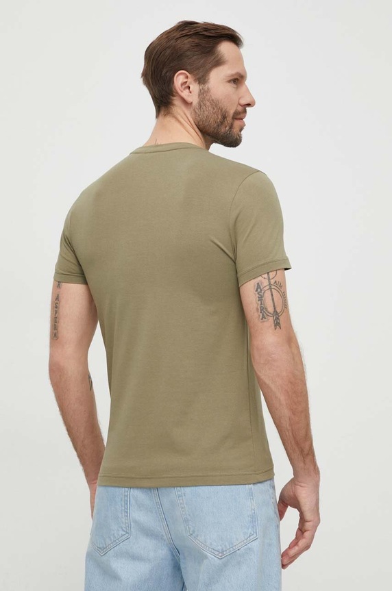 Calvin Klein T-shirt męski bawełniany K10K112724 zielony AW25