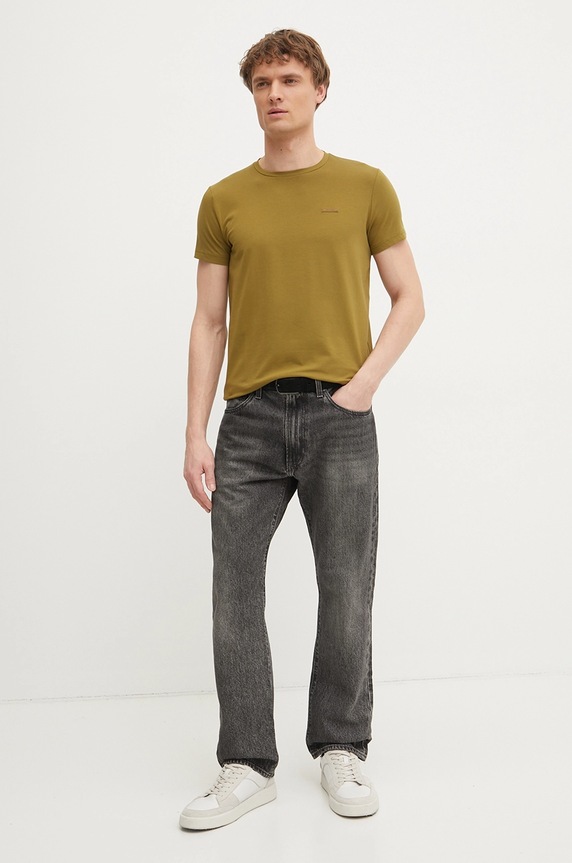 Calvin Klein T-shirt męski bawełniany K10K112724 zielony AW25