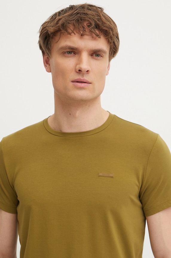 Calvin Klein T-shirt męski bawełniany zielony K10K112724