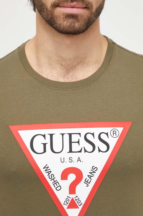 Guess t-shirt bawełniany zielony M2YI71.I3Z14