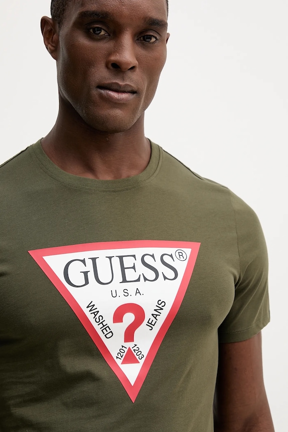 Guess t-shirt bawełniany zielony M2YI71.I3Z14