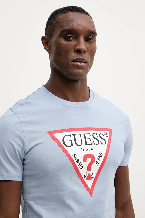 Guess tricou din bumbac albastru M2YI71.I3Z14