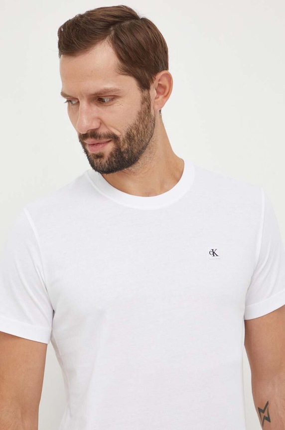 Bavlněné tričko Calvin Klein Jeans J30J325268 bílá AW24