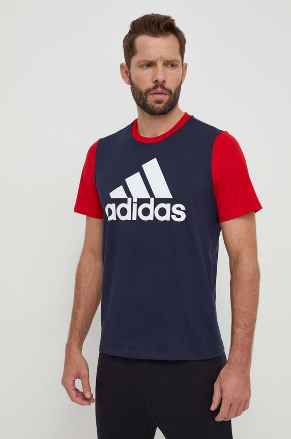 Bavlnené tričko adidas potlač tmavomodrá IL5660