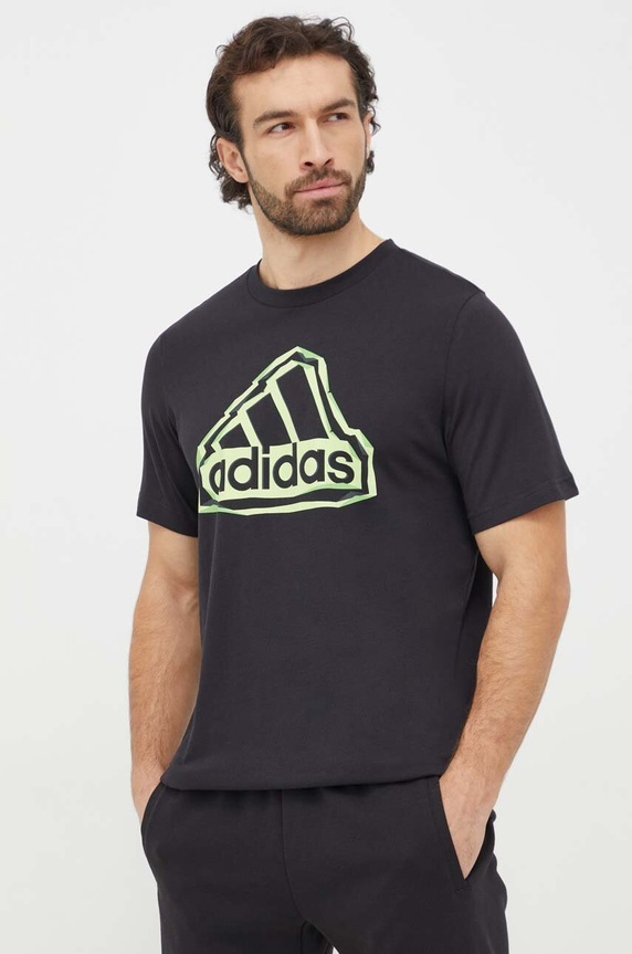 adidas t-shirt bawełniany nadruk czarny IM8300