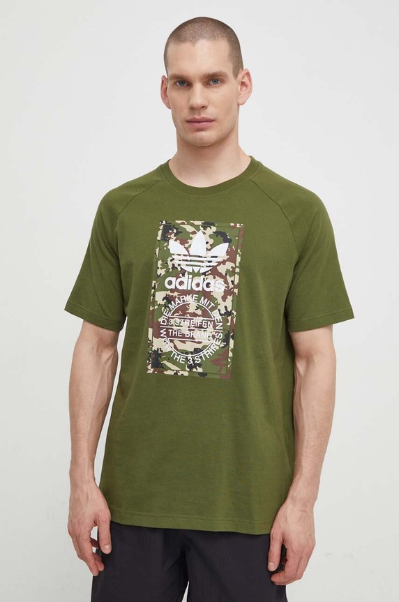 Βαμβακερό μπλουζάκι adidas Originals βαμβάκι πράσινο IS0248