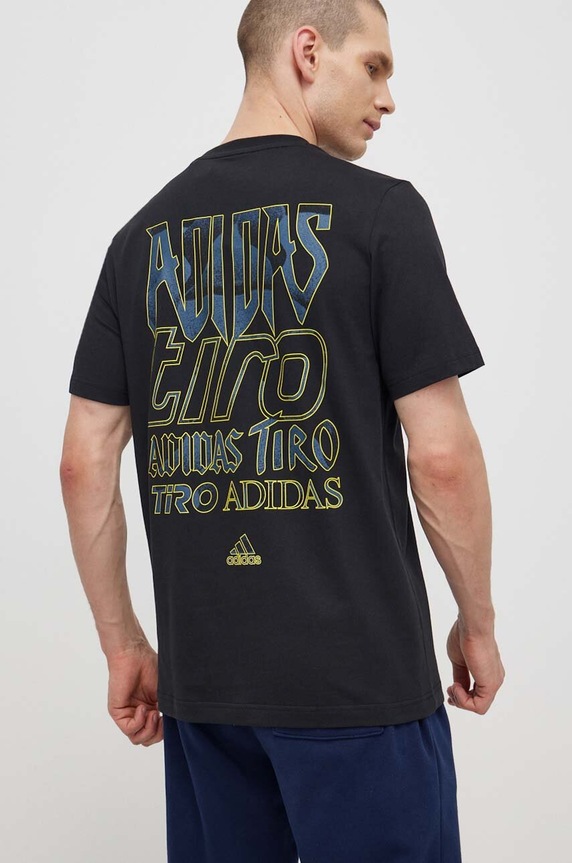adidas tricou din bumbac TIRO print negru IS2876