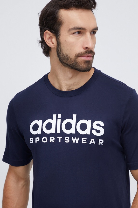 adidas t-shirt bawełniany IW8834 granatowy SS24