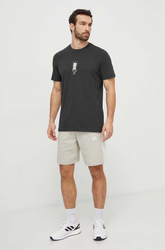 Bavlnené tričko adidas IX4452 sivá SS24
