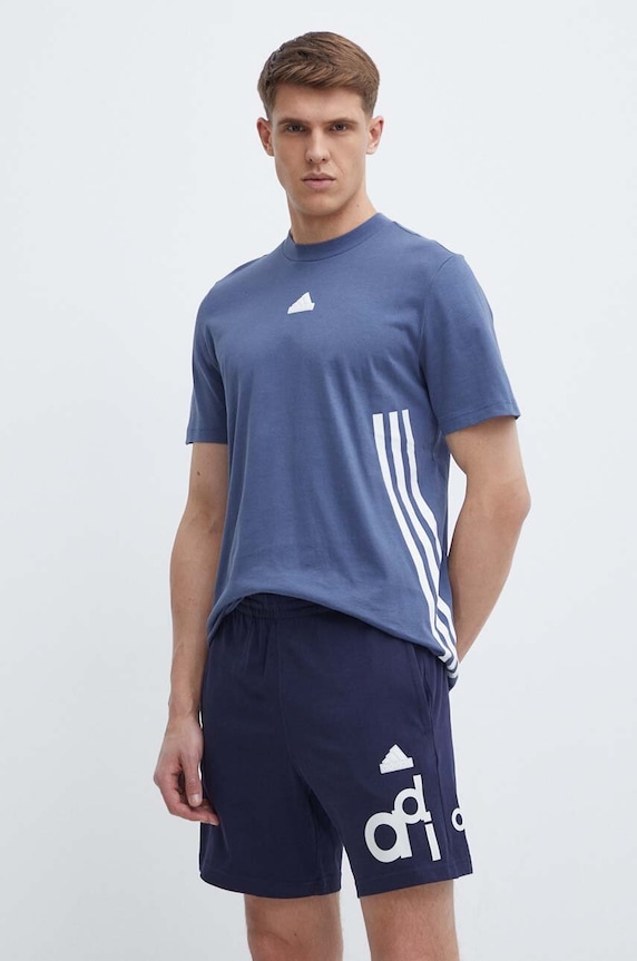 adidas t-shirt bawełniany niebieski IX5199