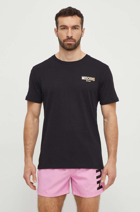 Moschino Underwear pamut strand póló pamut fekete 0715.9407