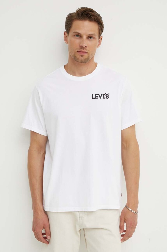 Βαμβακερό μπλουζάκι Levi's λευκό 16143