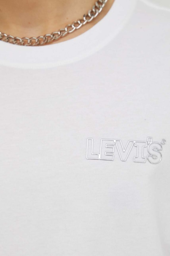 Βαμβακερό μπλουζάκι Levi's λευκό 16143