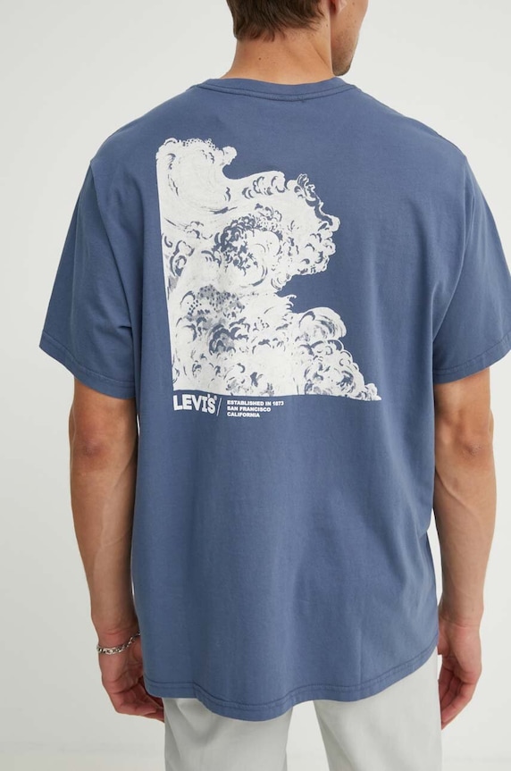 Levi's T-shirt basic męski bawełniany RELAXED FIT TEE nadruk niebieski 16143