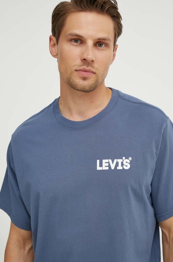 Odzież Levi's T-shirt basic męski bawełniany RELAXED FIT TEE 16143 niebieski