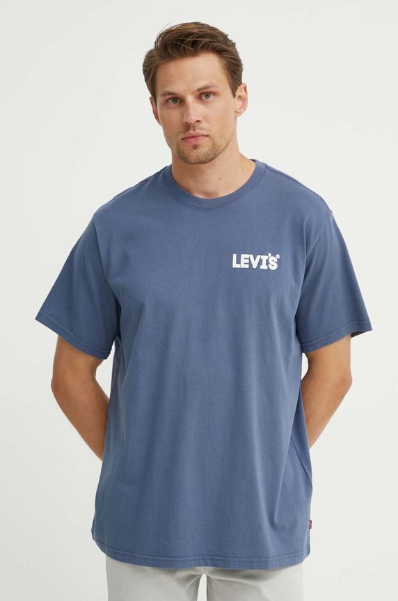 Levi's T-shirt basic męski bawełniany RELAXED FIT TEE 16143 niebieski
