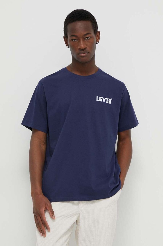 Levi's t-shirt bawełniany nadruk granatowy 16143