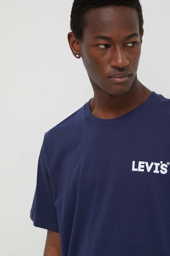 Levi's t-shirt bawełniany granatowy 16143