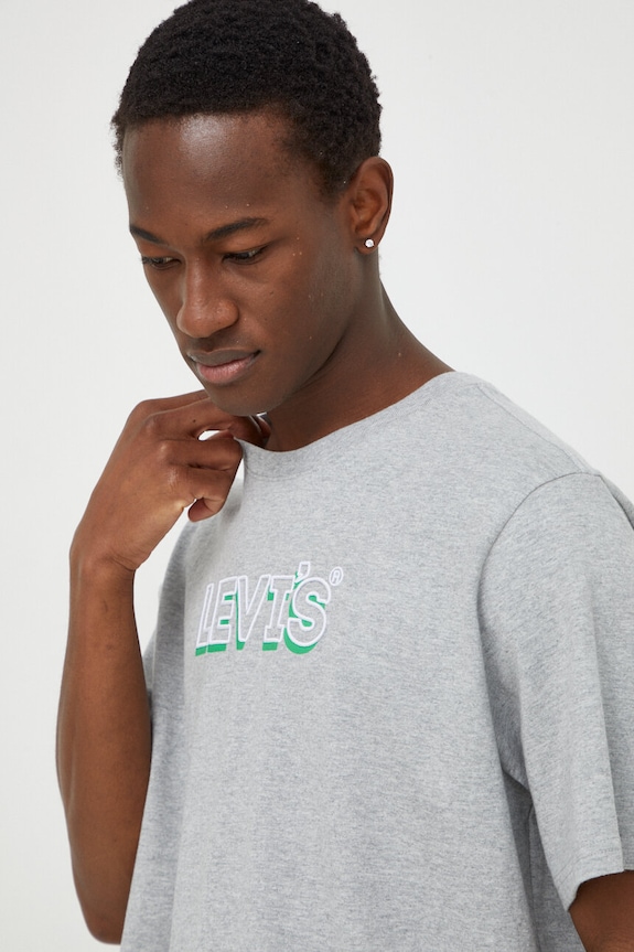 Βαμβακερό μπλουζάκι Levi's γκρί 16143