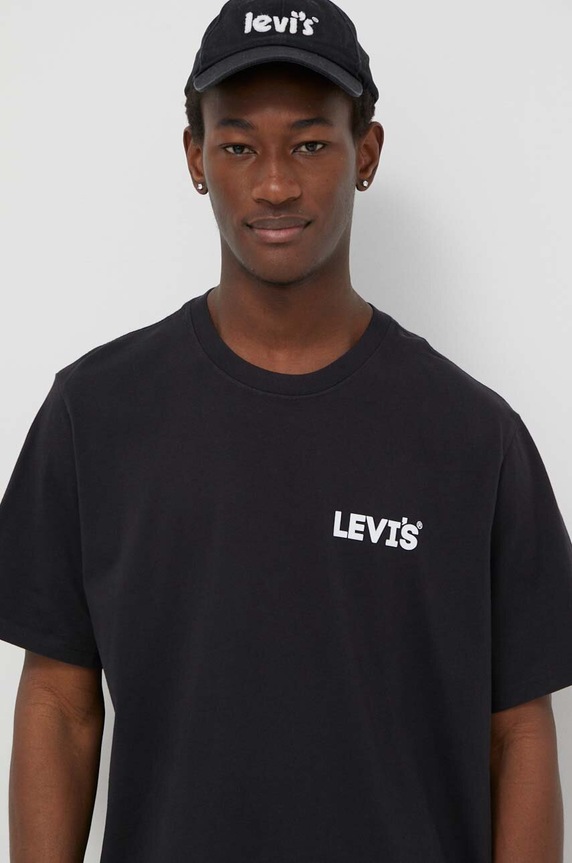 Βαμβακερό μπλουζάκι Levi's μαύρο 16143