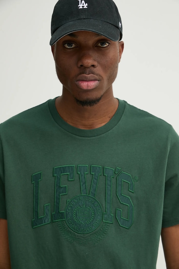 Bavlněné tričko Levi's potisk zelená 22491