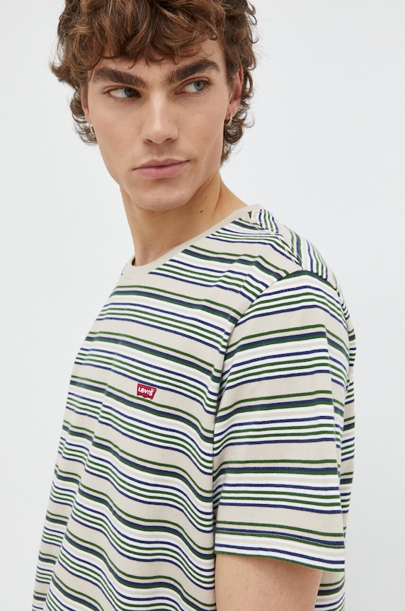 Pamučna majica Levi's bez uzorka bež 56605