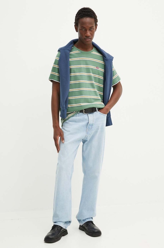 Bavlněné tričko Levi's 56605 zelená AA00