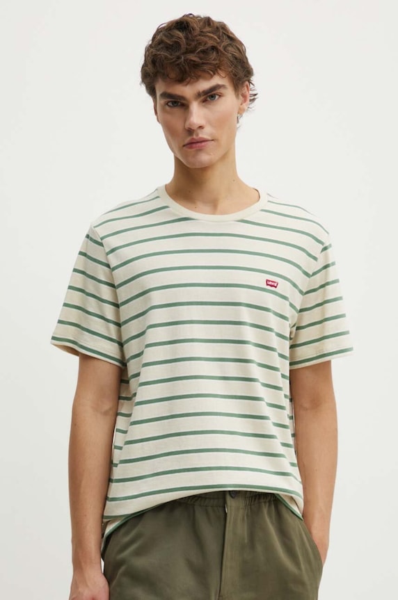 Pamučna majica Levi's bez uzorka bež 56605