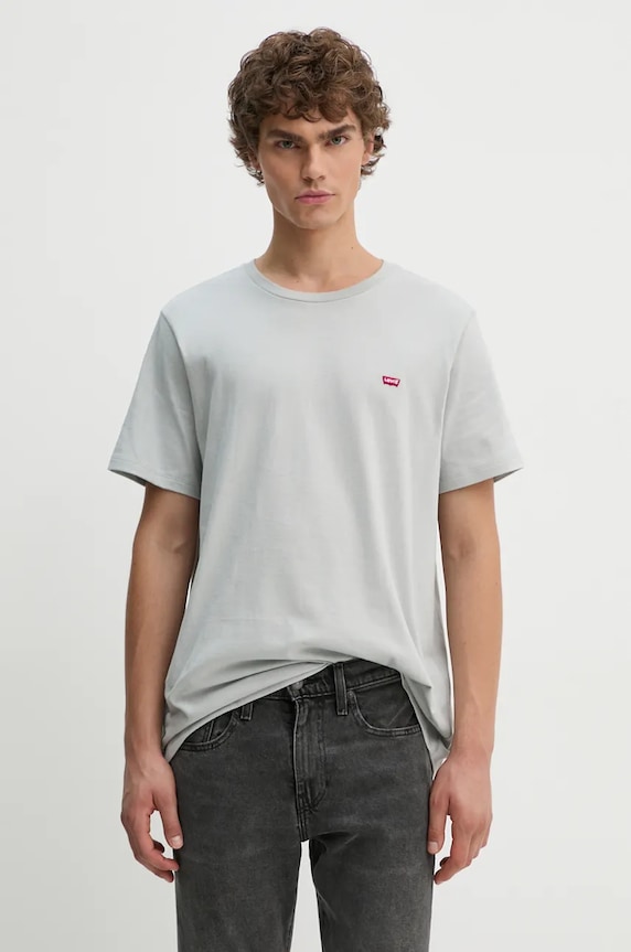 Pamučna majica Levi's bez uzorka siva 56605