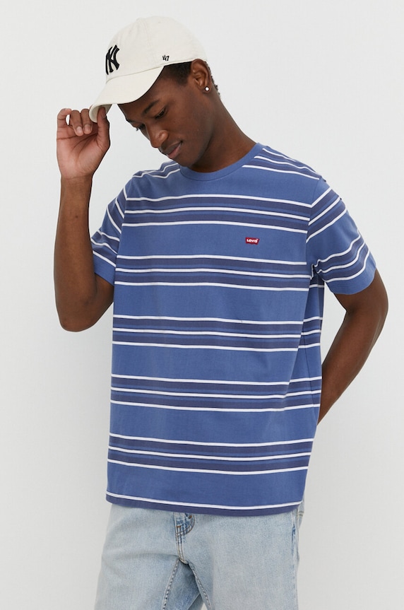 Βαμβακερό μπλουζάκι Levi's μπλε 56605