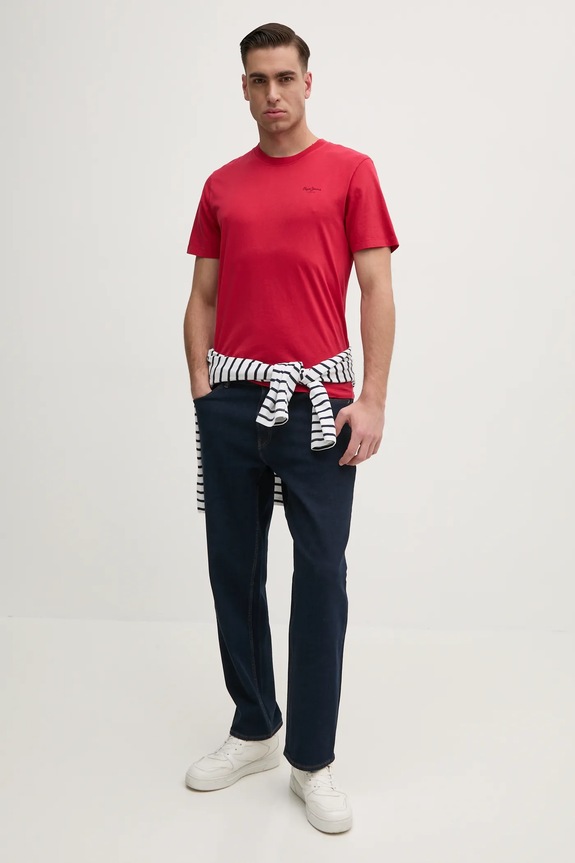 Βαμβακερό μπλουζάκι Pepe Jeans Jacko PM508664 κόκκινο AW25