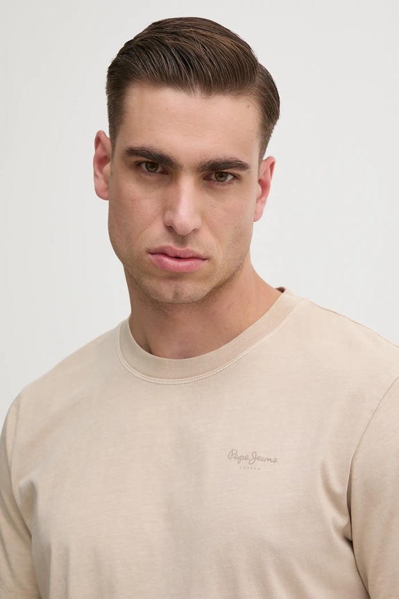 Памучна тениска Pepe Jeans Jacko бежов PM508664