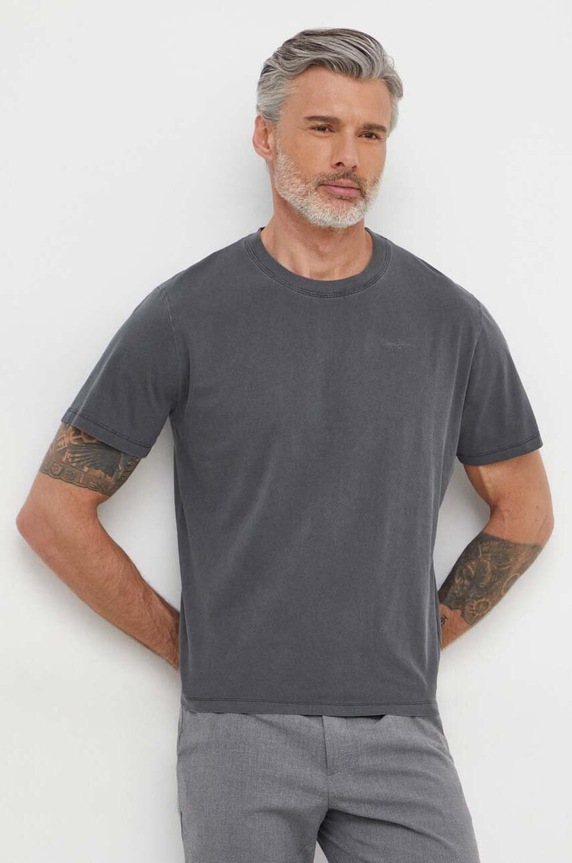 Bavlněné tričko Pepe Jeans Jacko hladký šedá PM508664