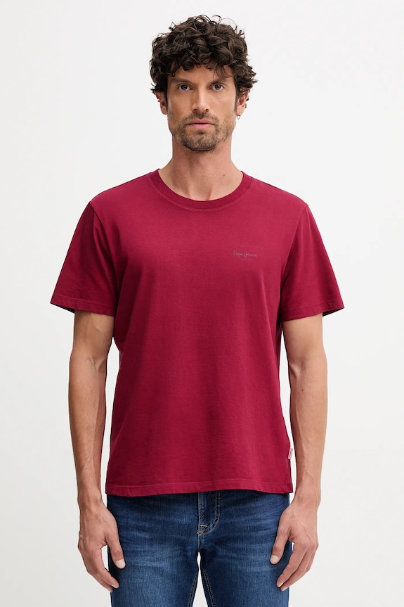 Pepe Jeans tricou din bumbac JACKO uni burgundia PM508664