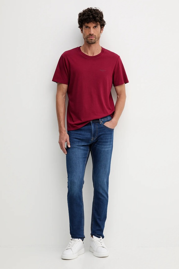 Pepe Jeans tricou din bumbac JACKO PM508664 burgundia AW25