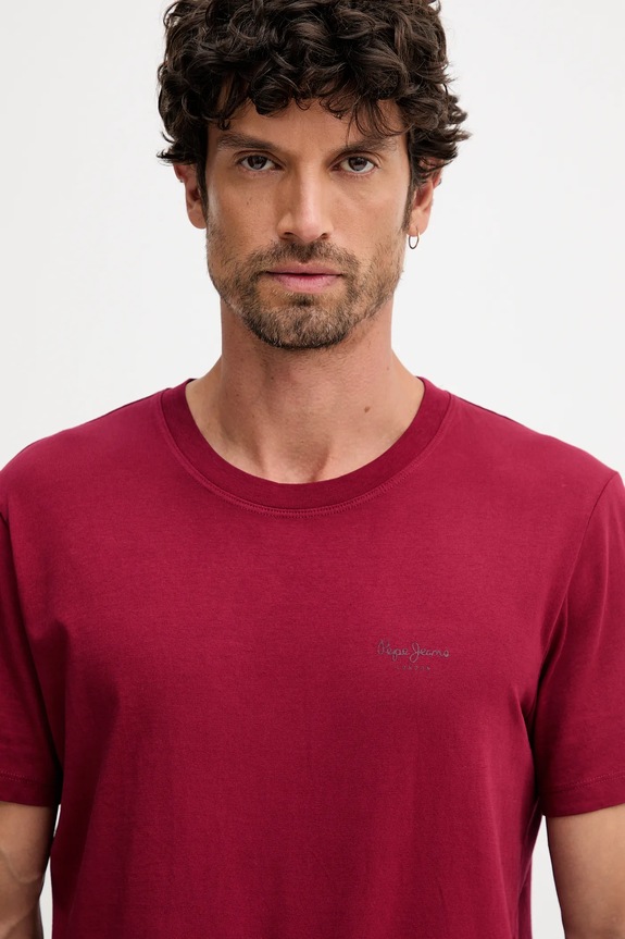 Pepe Jeans tricou din bumbac JACKO burgundia PM508664