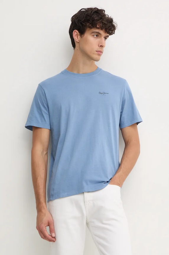 Памучна тениска Pepe Jeans Jacko стандартна син PM508664