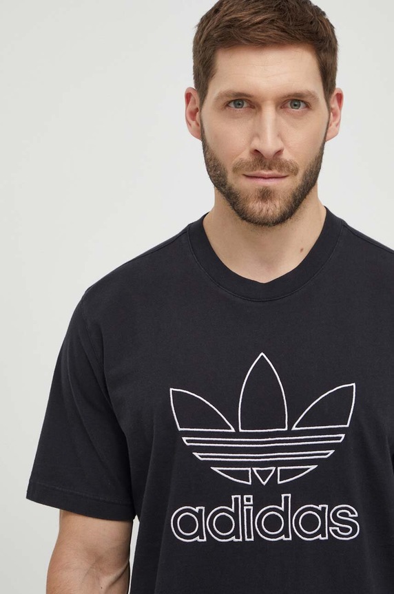 adidas Originals pamut póló Trefoil Tee fekete IU2347