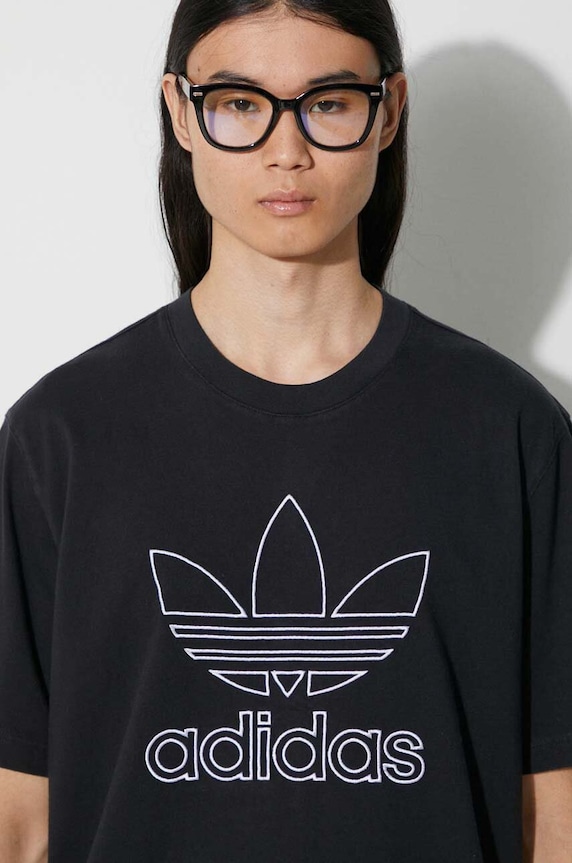 Памучна тениска adidas Originals Trefoil Tee IU2347 черен
