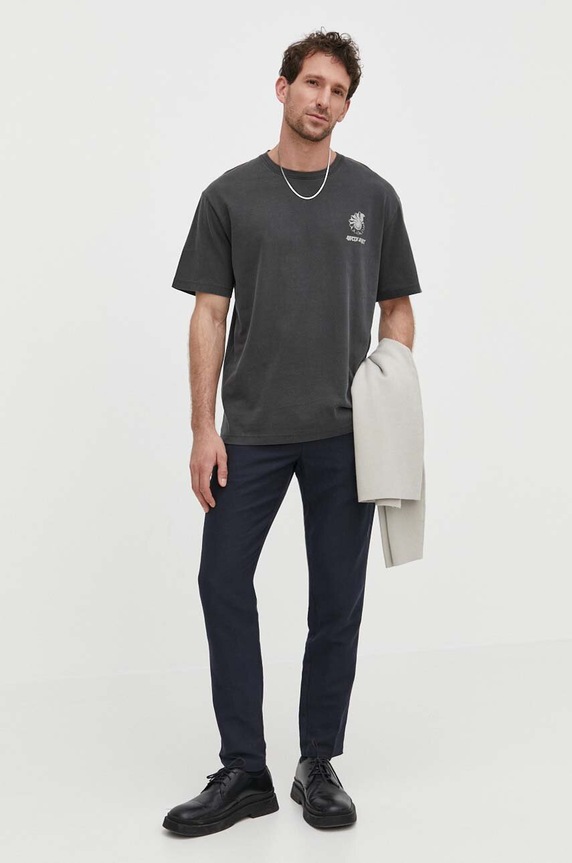 Samsoe pamut póló SAWIND M24100102 szürke SS24