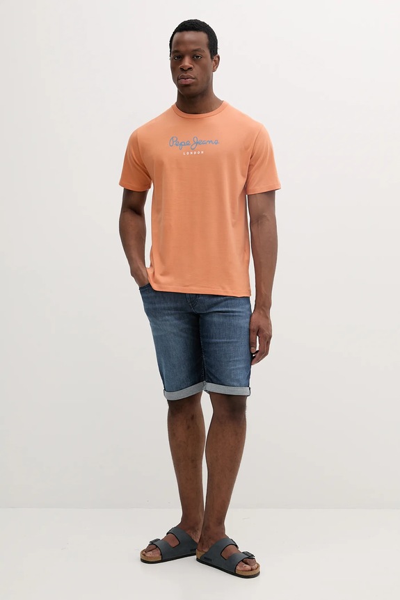 Βαμβακερό μπλουζάκι Pepe Jeans Eggo PM508208 πορτοκαλί SS25