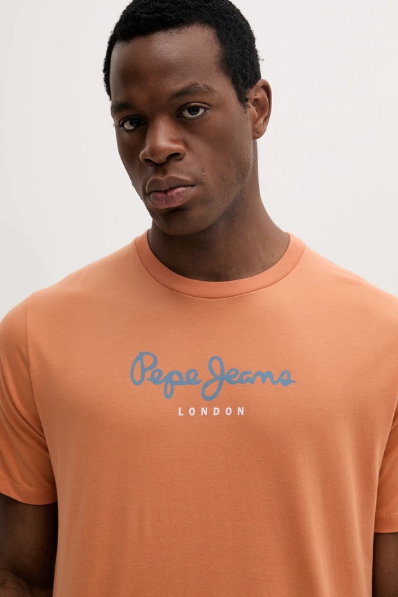 Βαμβακερό μπλουζάκι Pepe Jeans Eggo πορτοκαλί PM508208