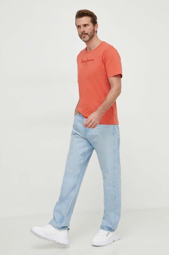Pepe Jeans pamut póló Eggo PM508208 narancssárga SS25